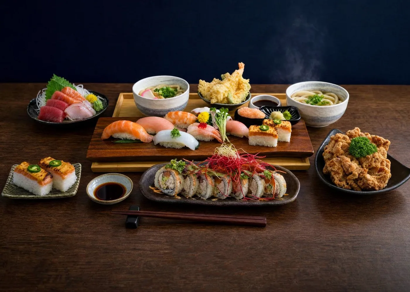 A Sushi On table set for one